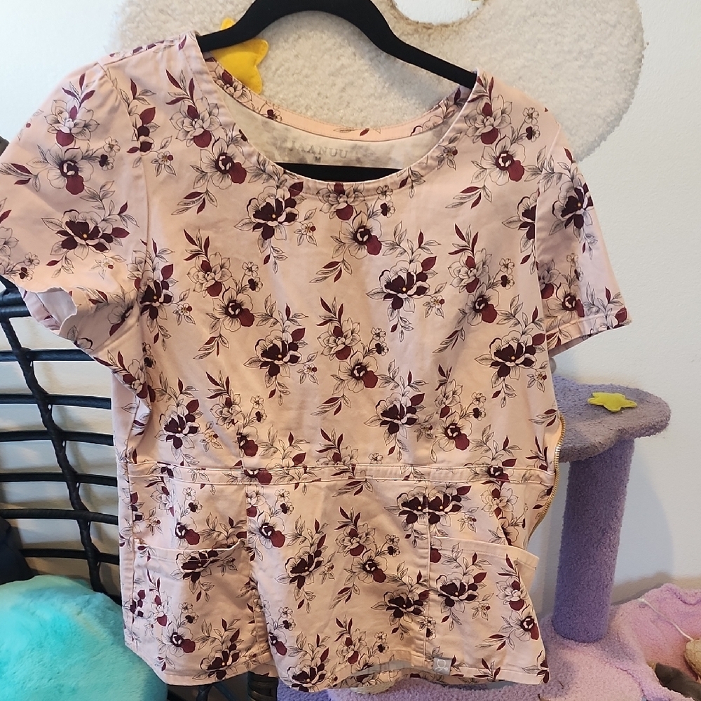 Jaanuu Floral Pink Women's Scrub Top